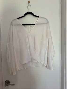 Vince White Triacetate Wrap Front Blouse Medium